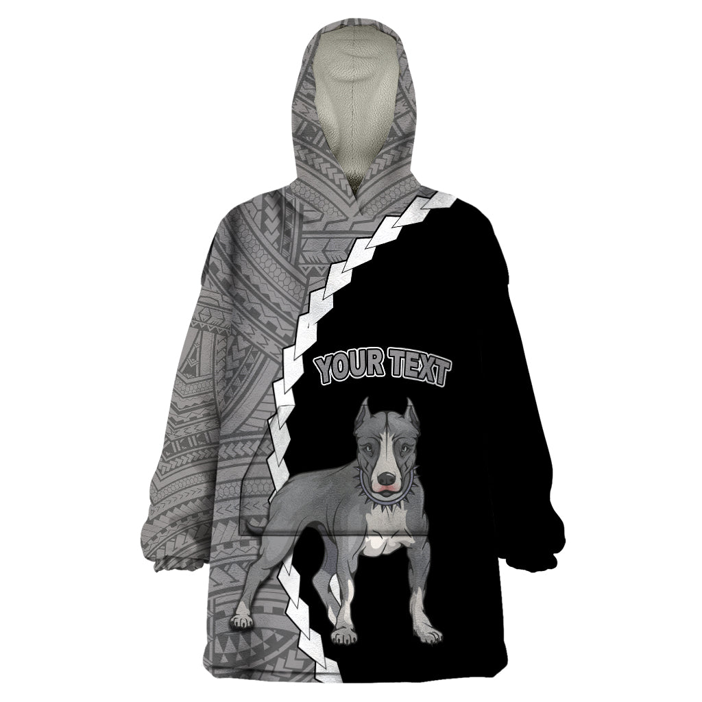 Custom Pitbull Dog Wearable Blanket Hoodie With Polynesian Tribal Tattoo LT6 - Wonder Print Shop