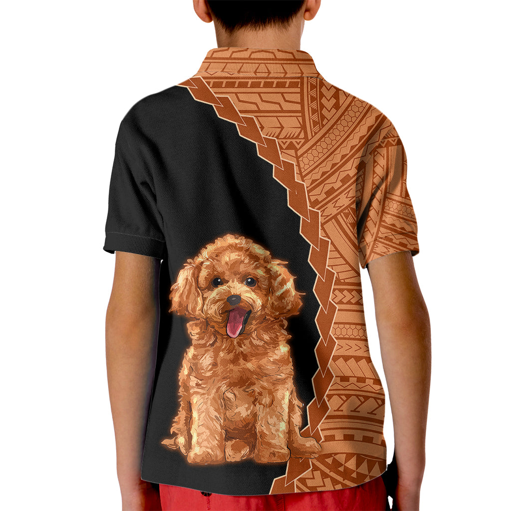 Custom Poodle Dog Kid Polo Shirt With Polynesian Tribal Tattoo LT6 - Wonder Print Shop