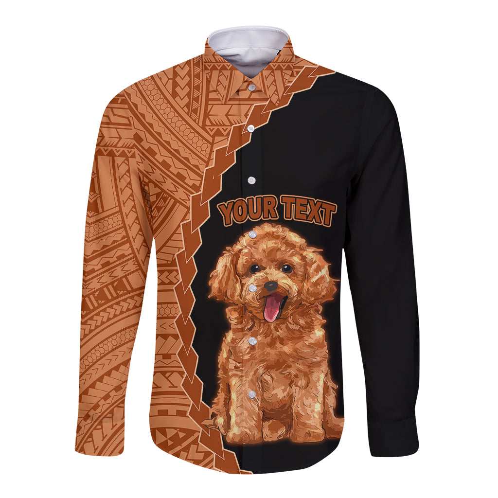 Custom Poodle Dog Long Sleeve Button Shirt With Polynesian Tribal Tattoo LT6 - Wonder Print Shop