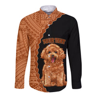 Custom Poodle Dog Long Sleeve Button Shirt With Polynesian Tribal Tattoo LT6 - Wonder Print Shop