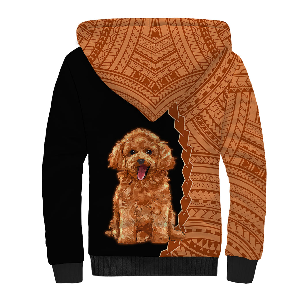 Custom Poodle Dog Sherpa Hoodie With Polynesian Tribal Tattoo LT6 - Wonder Print Shop