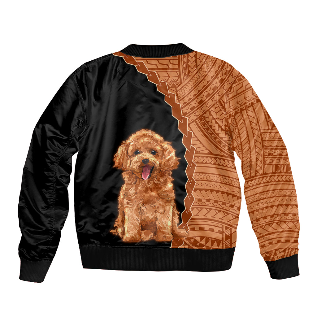 Custom Poodle Dog Sleeve Zip Bomber Jacket With Polynesian Tribal Tattoo LT6 - Wonder Print Shop