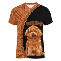 Custom Poodle Dog Women V Neck T Shirt With Polynesian Tribal Tattoo LT6 - Wonder Print Shop