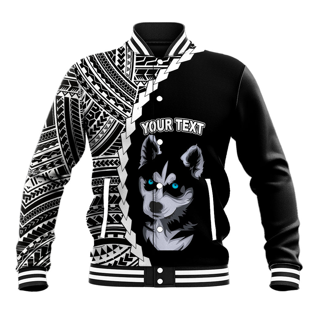 Custom Husky Dog Baseball Jacket With Polynesian Tribal Tattoo LT6 - Wonder Print Shop