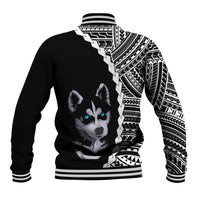 Custom Husky Dog Baseball Jacket With Polynesian Tribal Tattoo LT6 - Wonder Print Shop