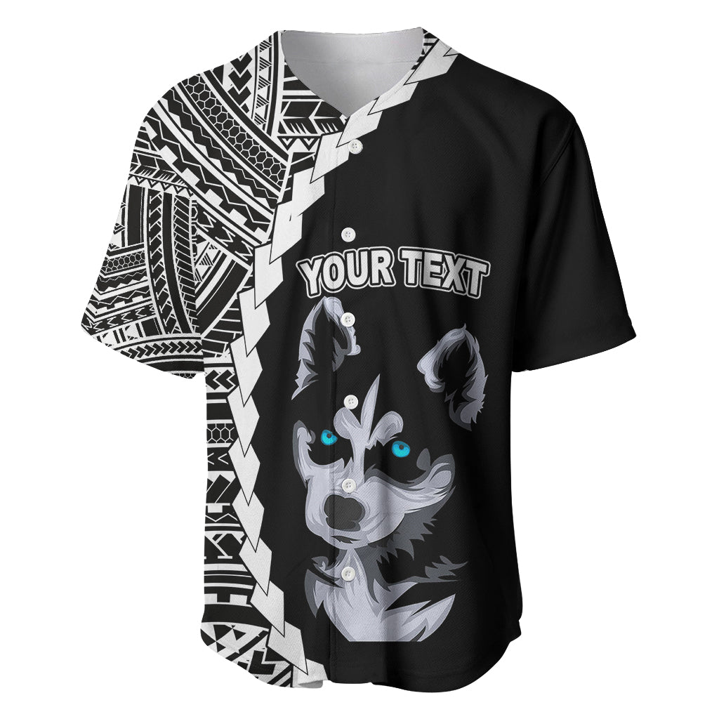 Custom Husky Dog Baseball Jersey With Polynesian Tribal Tattoo LT6 - Wonder Print Shop