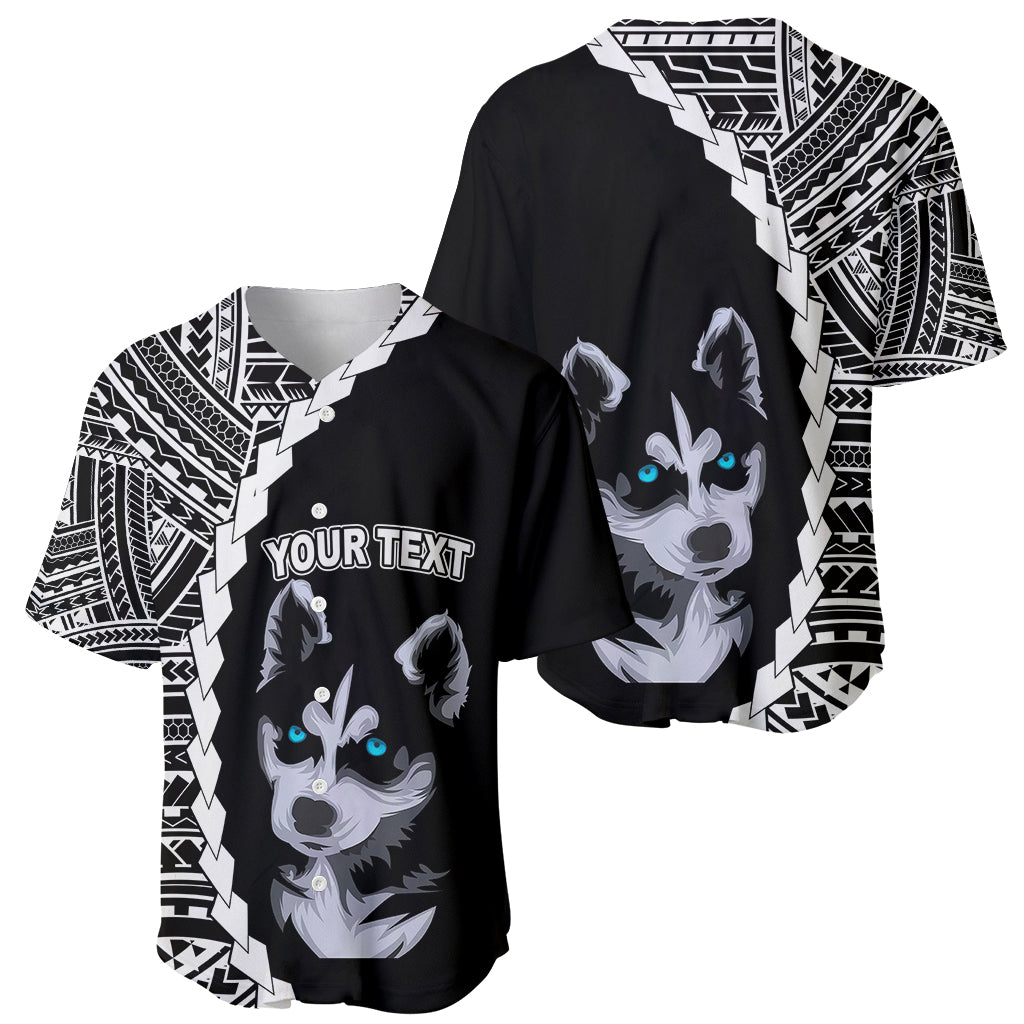 Custom Husky Dog Baseball Jersey With Polynesian Tribal Tattoo LT6 - Wonder Print Shop
