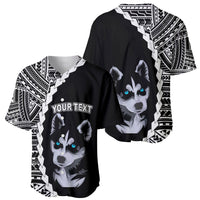 Custom Husky Dog Baseball Jersey With Polynesian Tribal Tattoo LT6 - Wonder Print Shop