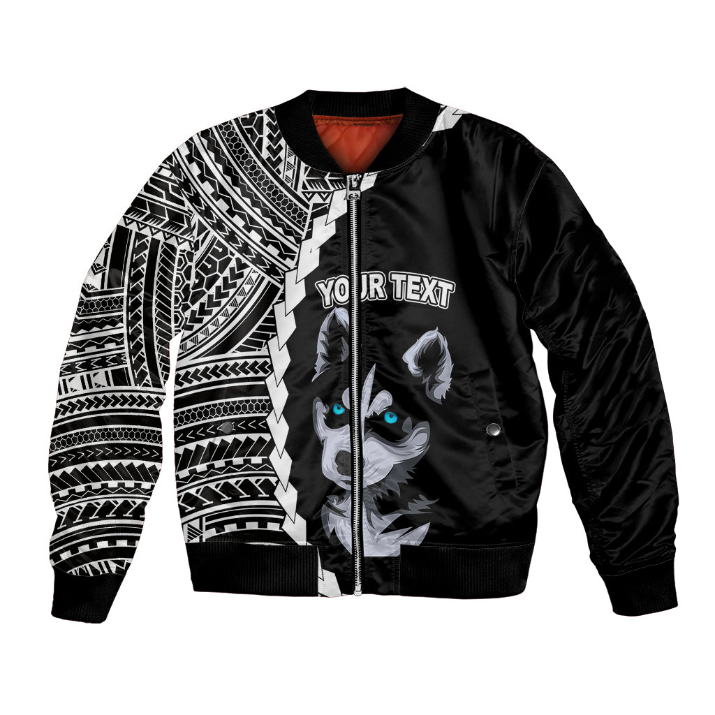 Custom Husky Dog Bomber Jacket With Polynesian Tribal Tattoo LT6 - Wonder Print Shop