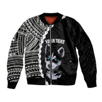 Custom Husky Dog Bomber Jacket With Polynesian Tribal Tattoo LT6 - Wonder Print Shop