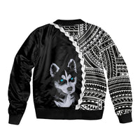 Custom Husky Dog Bomber Jacket With Polynesian Tribal Tattoo LT6 - Wonder Print Shop
