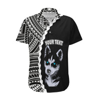 Custom Husky Dog Hawaiian Shirt With Polynesian Tribal Tattoo LT6 - Wonder Print Shop