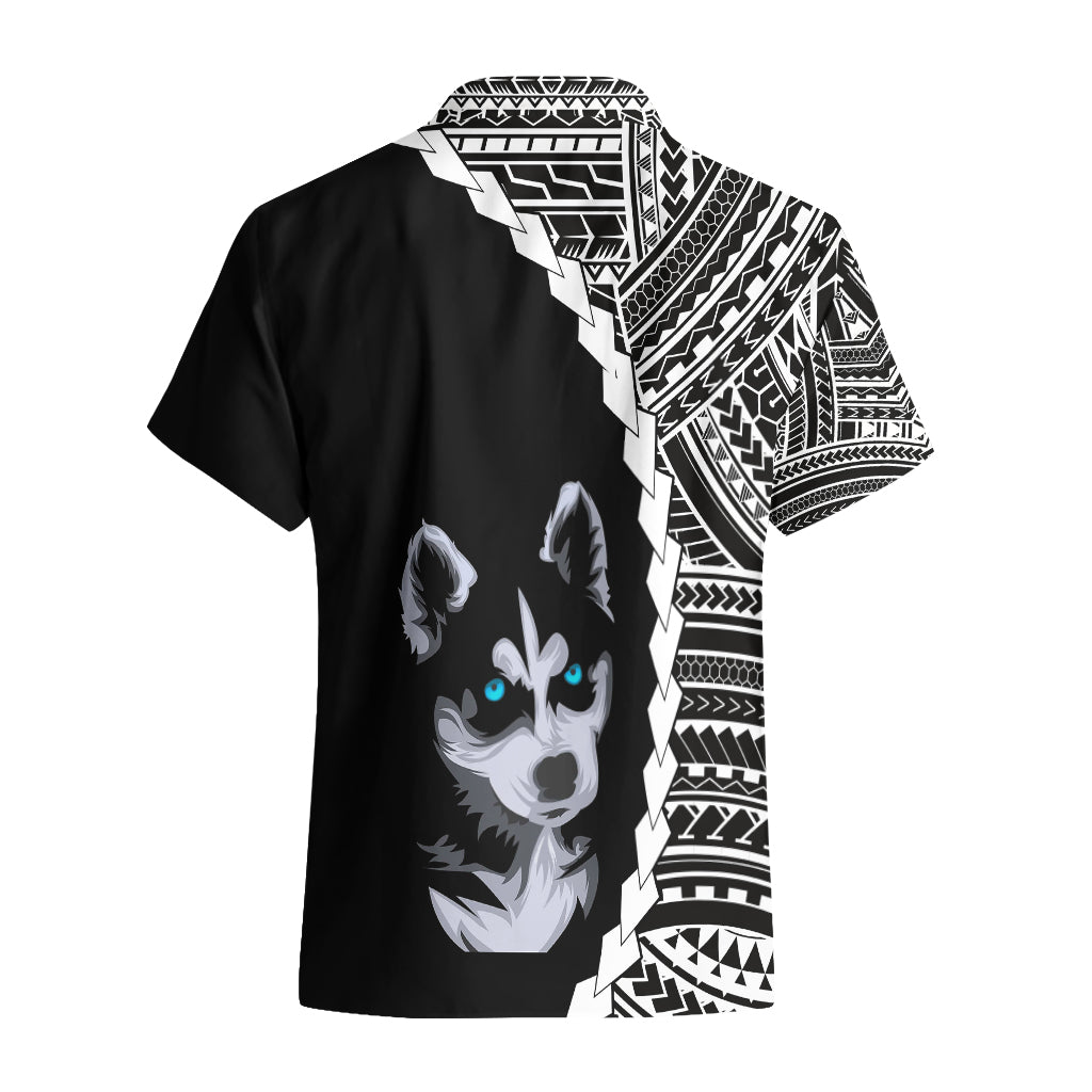 Custom Husky Dog Hawaiian Shirt With Polynesian Tribal Tattoo LT6 - Wonder Print Shop