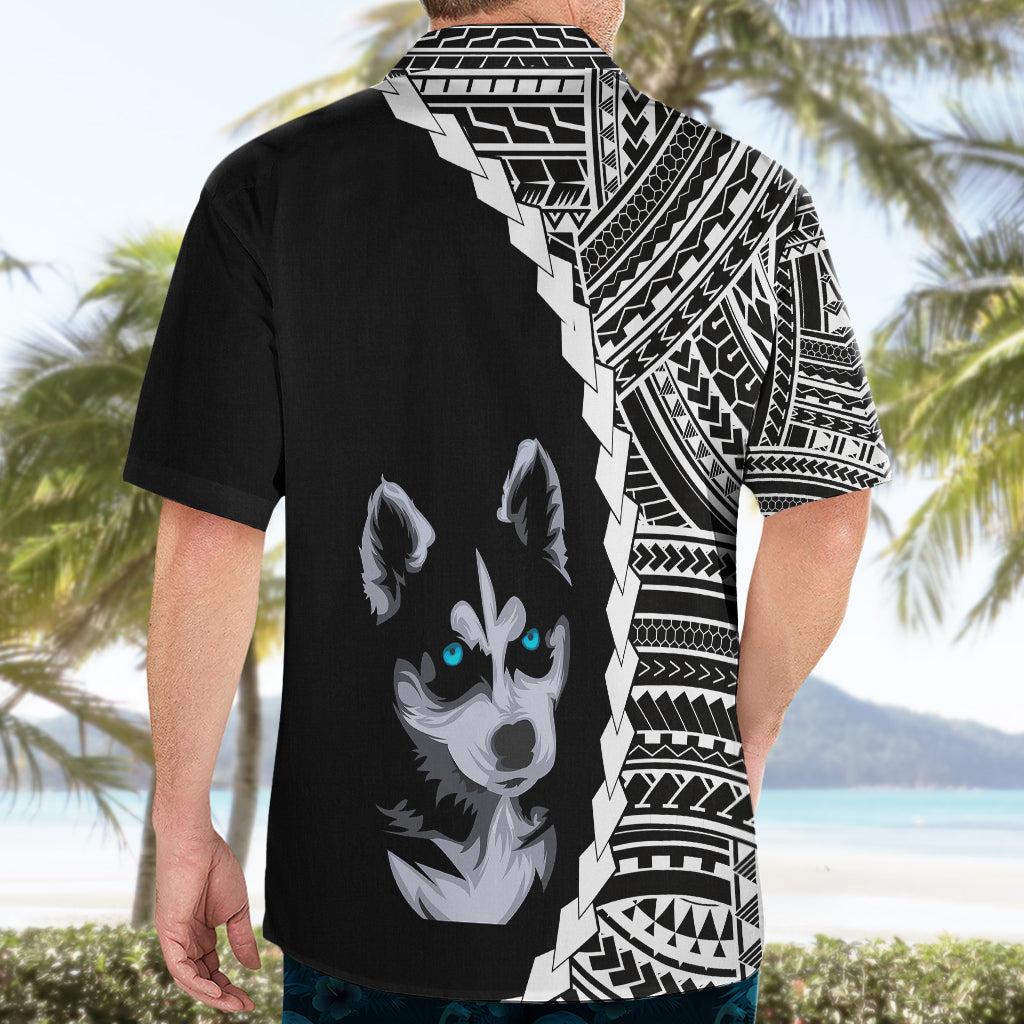Custom Husky Dog Hawaiian Shirt With Polynesian Tribal Tattoo LT6 - Wonder Print Shop