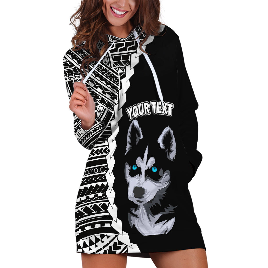Custom Husky Dog Hoodie Dress With Polynesian Tribal Tattoo LT6 - Wonder Print Shop