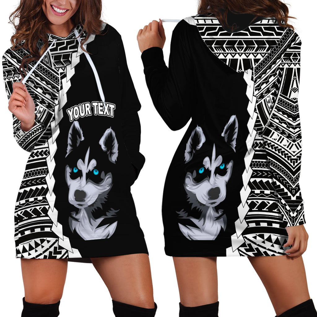 Custom Husky Dog Hoodie Dress With Polynesian Tribal Tattoo LT6 - Wonder Print Shop