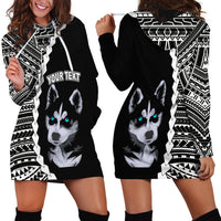 Custom Husky Dog Hoodie Dress With Polynesian Tribal Tattoo LT6 - Wonder Print Shop