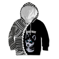 Custom Husky Dog Kid Hoodie With Polynesian Tribal Tattoo LT6 - Wonder Print Shop