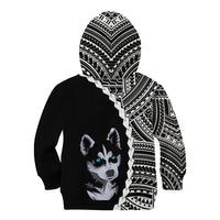 Custom Husky Dog Kid Hoodie With Polynesian Tribal Tattoo LT6 - Wonder Print Shop