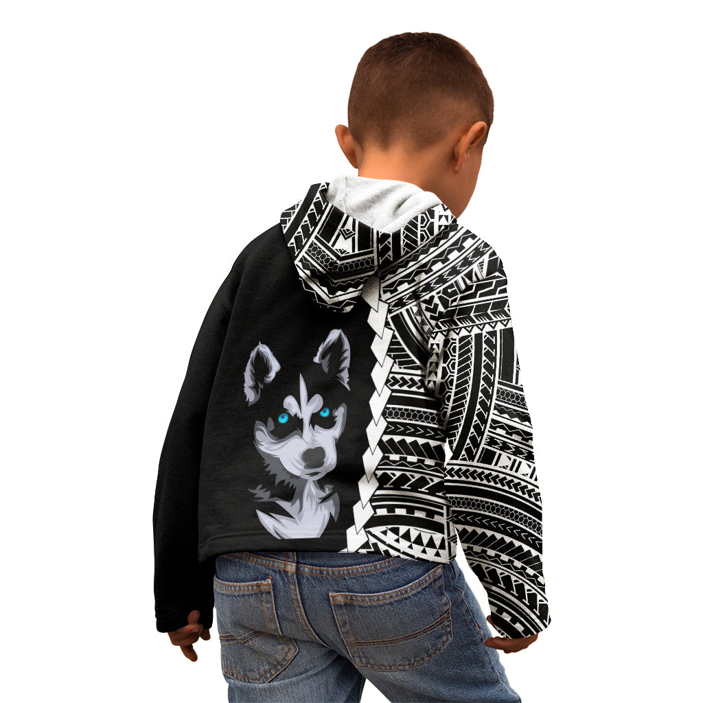Custom Husky Dog Kid Hoodie With Polynesian Tribal Tattoo LT6 - Wonder Print Shop