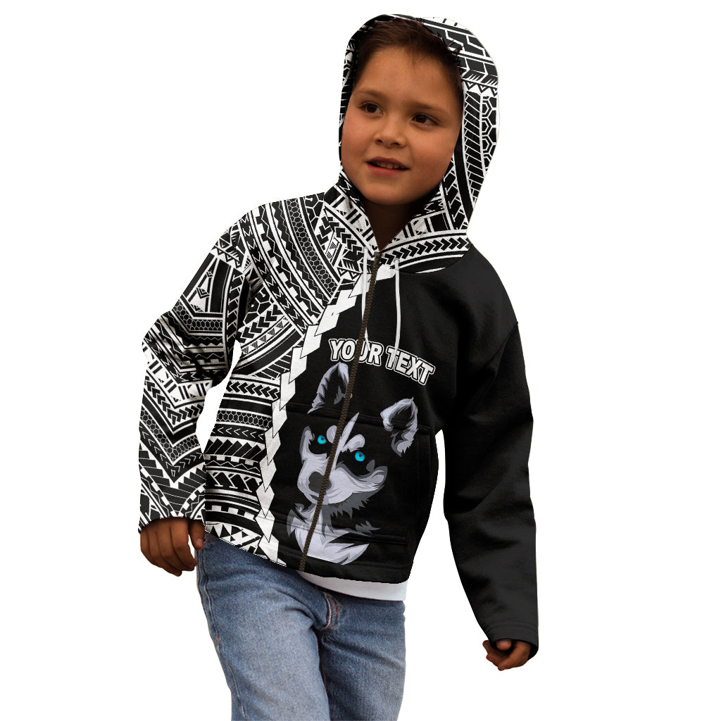 Custom Husky Dog Kid Hoodie With Polynesian Tribal Tattoo LT6 - Wonder Print Shop