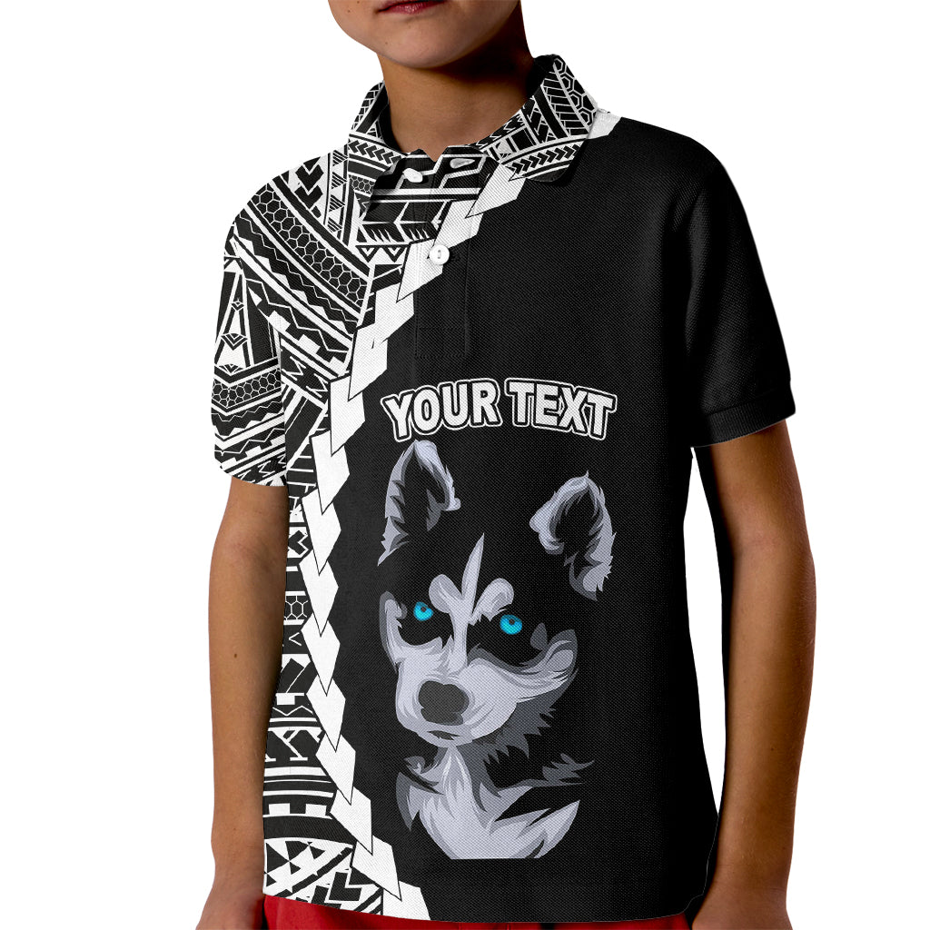 Custom Husky Dog Kid Polo Shirt With Polynesian Tribal Tattoo LT6 - Wonder Print Shop