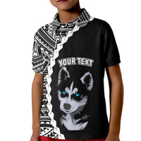Custom Husky Dog Kid Polo Shirt With Polynesian Tribal Tattoo LT6 - Wonder Print Shop