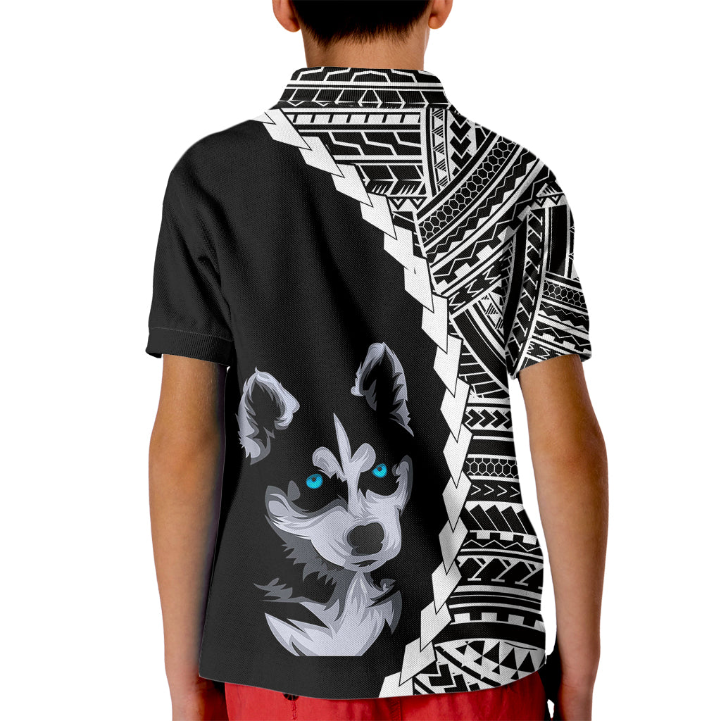 Custom Husky Dog Kid Polo Shirt With Polynesian Tribal Tattoo LT6 - Wonder Print Shop