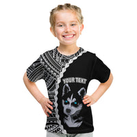Custom Husky Dog Kid T Shirt With Polynesian Tribal Tattoo LT6 - Wonder Print Shop