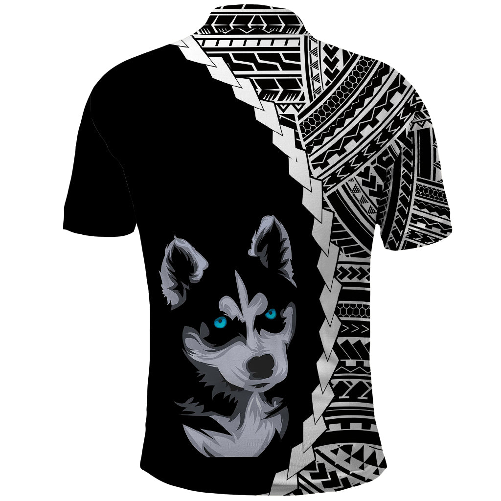 Custom Husky Dog Polo Shirt With Polynesian Tribal Tattoo LT6 - Wonder Print Shop