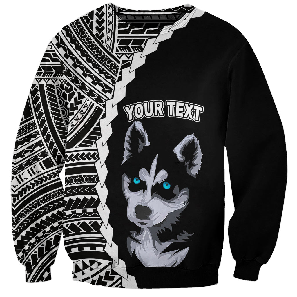 Custom Husky Dog Sweatshirt With Polynesian Tribal Tattoo LT6 - Wonder Print Shop