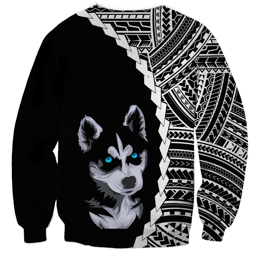 Custom Husky Dog Sweatshirt With Polynesian Tribal Tattoo LT6 - Wonder Print Shop