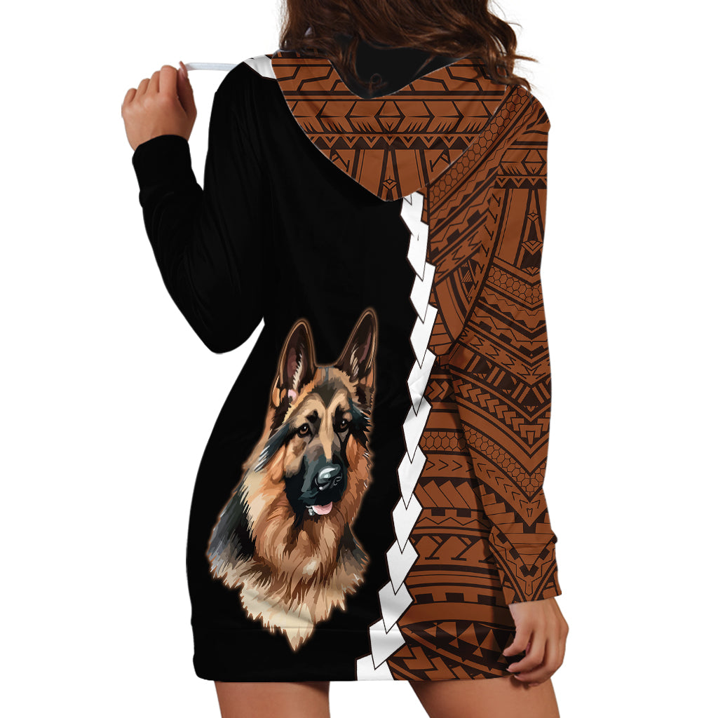 Custom German Shepherd Dog Hoodie Dress With Polynesian Tribal Tattoo LT6 - Wonder Print Shop