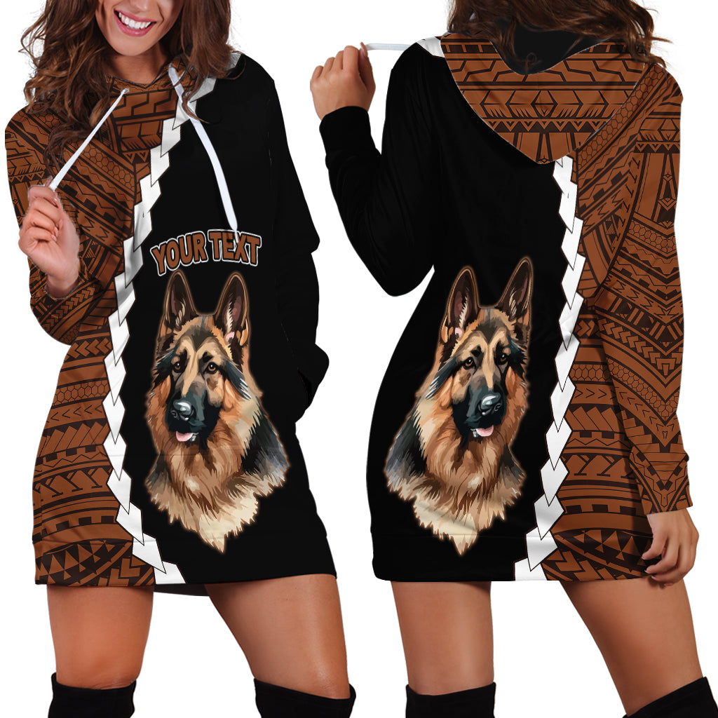 Custom German Shepherd Dog Hoodie Dress With Polynesian Tribal Tattoo LT6 - Wonder Print Shop