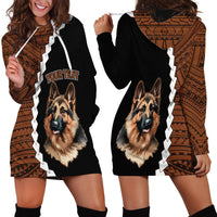 Custom German Shepherd Dog Hoodie Dress With Polynesian Tribal Tattoo LT6 - Wonder Print Shop