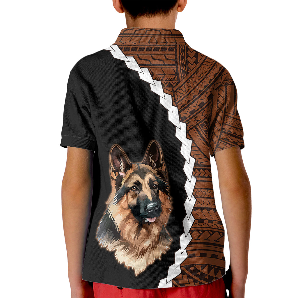 Custom German Shepherd Dog Kid Polo Shirt With Polynesian Tribal Tattoo LT6 - Wonder Print Shop
