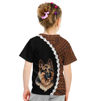 Custom German Shepherd Dog Kid T Shirt With Polynesian Tribal Tattoo LT6 - Wonder Print Shop