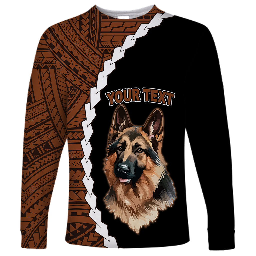 Custom German Shepherd Dog Long Sleeve Shirt With Polynesian Tribal Tattoo LT6 - Wonder Print Shop