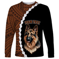 Custom German Shepherd Dog Long Sleeve Shirt With Polynesian Tribal Tattoo LT6 - Wonder Print Shop