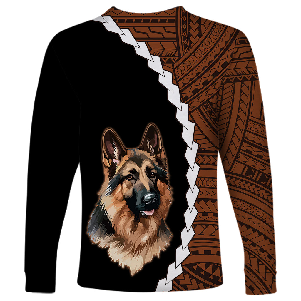 Custom German Shepherd Dog Long Sleeve Shirt With Polynesian Tribal Tattoo LT6 - Wonder Print Shop
