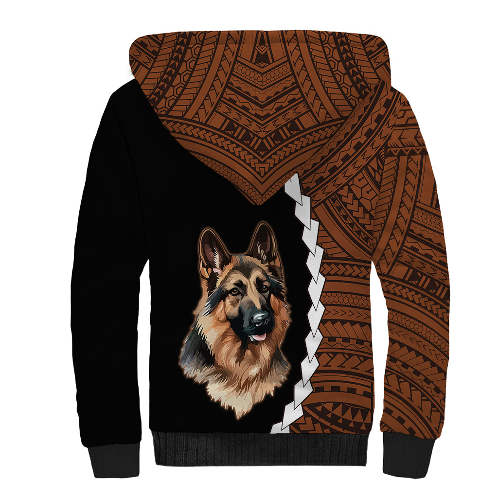 Custom German Shepherd Dog Sherpa Hoodie With Polynesian Tribal Tattoo LT6 - Wonder Print Shop