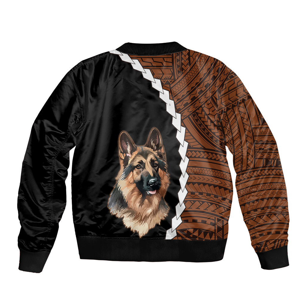 Custom German Shepherd Dog Sleeve Zip Bomber Jacket With Polynesian Tribal Tattoo LT6 - Wonder Print Shop