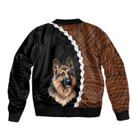 Custom German Shepherd Dog Sleeve Zip Bomber Jacket With Polynesian Tribal Tattoo LT6 - Wonder Print Shop