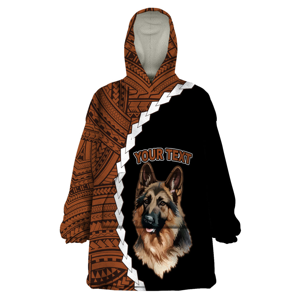 Custom German Shepherd Dog Wearable Blanket Hoodie With Polynesian Tribal Tattoo LT6 - Wonder Print Shop
