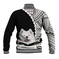 Custom Samoyed Dog Baseball Jacket With Polynesian Tribal Tattoo LT6 - Wonder Print Shop