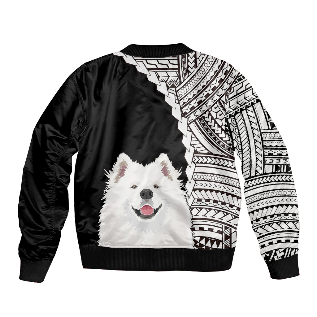 Custom Samoyed Dog Bomber Jacket With Polynesian Tribal Tattoo LT6 - Wonder Print Shop