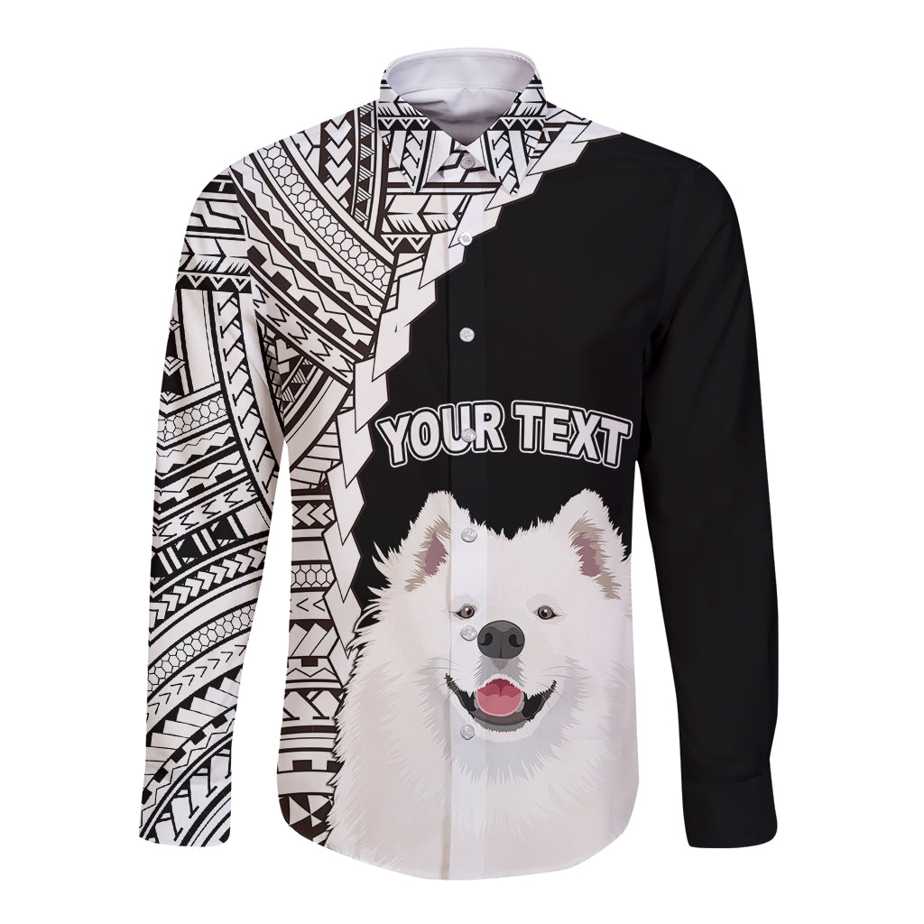 Custom Samoyed Dog Long Sleeve Button Shirt With Polynesian Tribal Tattoo LT6 - Wonder Print Shop