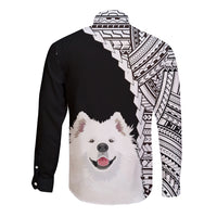 Custom Samoyed Dog Long Sleeve Button Shirt With Polynesian Tribal Tattoo LT6 - Wonder Print Shop