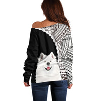 Custom Samoyed Dog Off Shoulder Sweater With Polynesian Tribal Tattoo LT6 - Wonder Print Shop