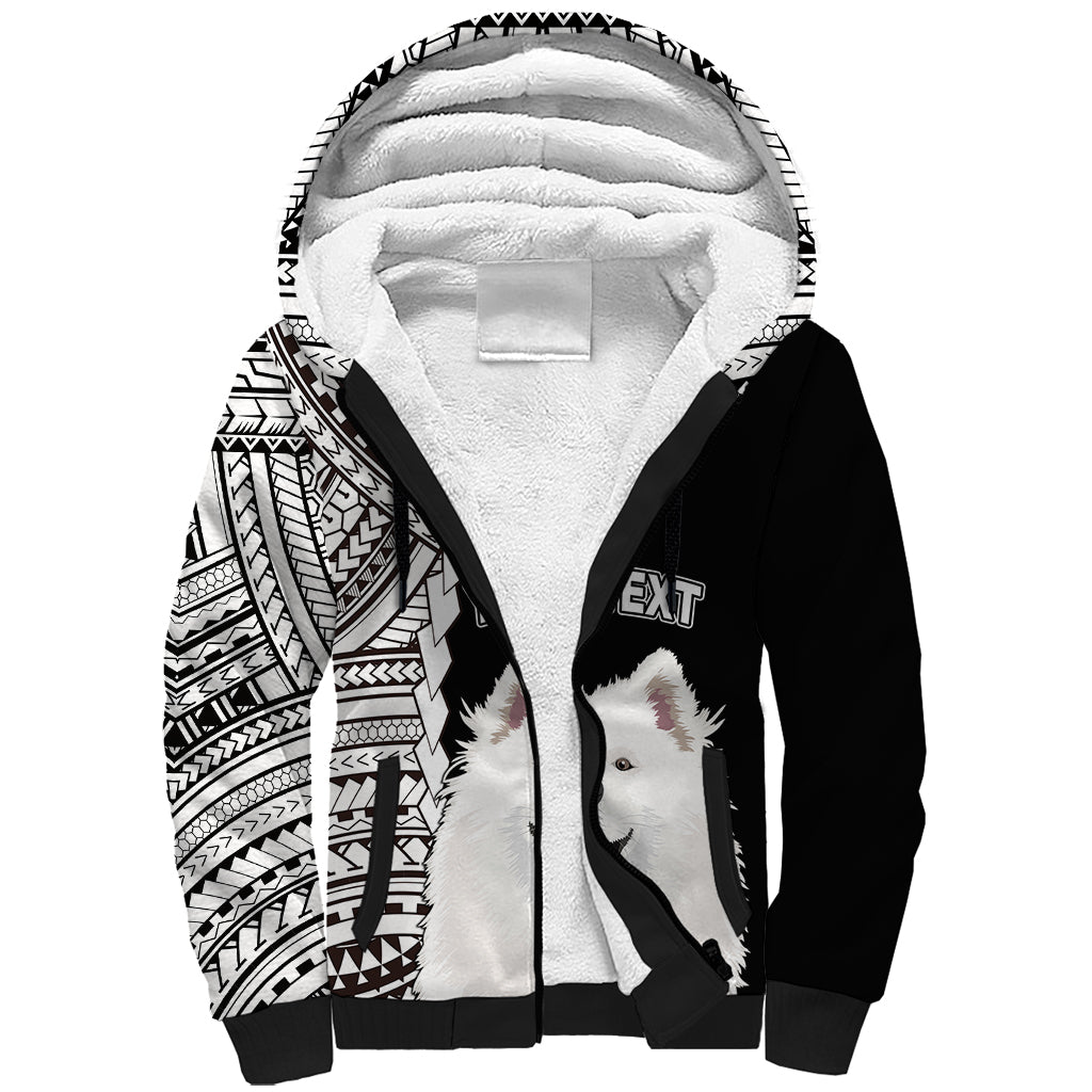 Custom Samoyed Dog Sherpa Hoodie With Polynesian Tribal Tattoo LT6 - Wonder Print Shop